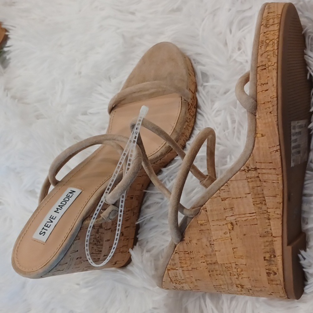 NEW Steve Madden® Udell Cork Wedge Sandals, Tan, Size 9, 9.5 & 10 👠 - Picture 2 of 12